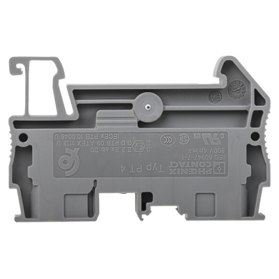 Phoenix Contact PT 4 Series Grey Feed Through Terminal Block, 0.2 → 6mm², Single-Level, Push In Termination, ATEX