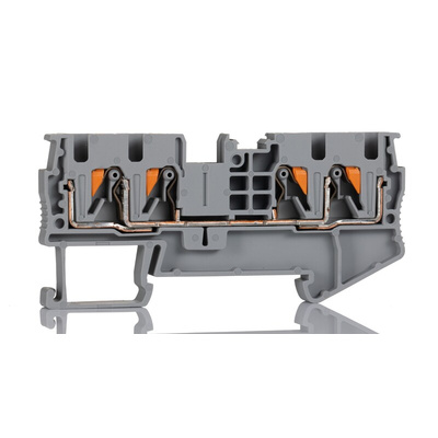Phoenix Contact PT 4-QUATTRO Series Grey Feed Through Terminal Block, 0.2 → 6mm², Single-Level, Push In
