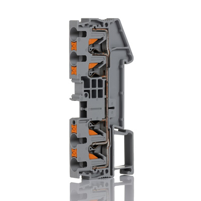 Phoenix Contact PT 4-QUATTRO Series Grey Feed Through Terminal Block, 0.2 → 6mm², Single-Level, Push In