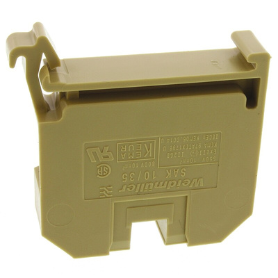 Weidmuller SAK Series Beige Feed Through Terminal Block, 10mm², Single-Level, Screw Termination