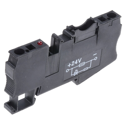 Phoenix Contact ST 4-FSI/C-LED 24 Series Black Fused DIN Rail Terminal, Single-Level, Spring Clamp Termination