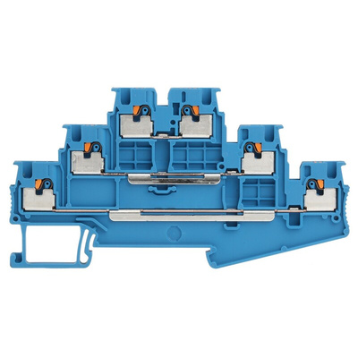 Phoenix Contact PT 1.5/S-3L BU Series Blue Multi Level Terminal Block, 0.14 → 1.5mm², Triple-Level, Push In