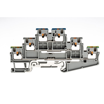 Phoenix Contact PT 1.5/S-PE/L/N Series Grey Earth Terminal Block, 0.14 → 1.5mm², Triple-Level, Push In
