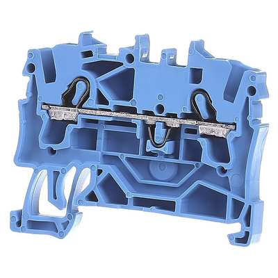 Wago TOPJOB S, 2002 Series Blue Feed Through Terminal Block, 2.5mm², Single-Level, Push-In Cage Clamp Termination,
