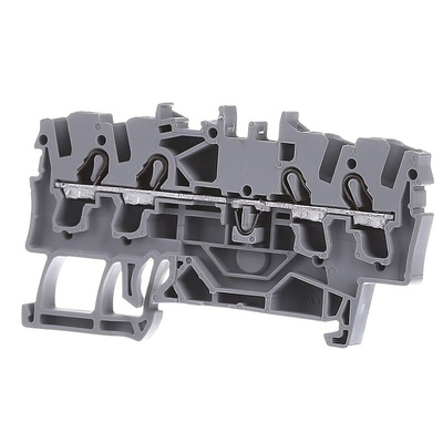 Wago TOPJOB S, 2002 Series Grey Feed Through Terminal Block, 2.5mm², Single-Level, Push-In Cage Clamp Termination,