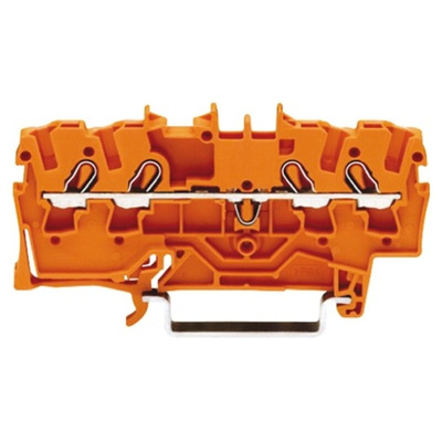 Wago TOPJOB S, 2002 Series Orange Feed Through Terminal Block, 2.5mm², Single-Level, Push-In Cage Clamp Termination,