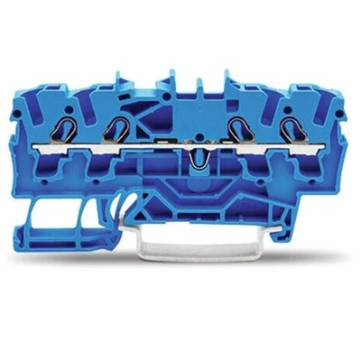 Wago TOPJOB S, 2002 Series Blue Feed Through Terminal Block, 2.5mm², Single-Level, Push-In Cage Clamp Termination,