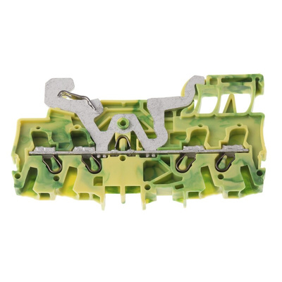 Wago TOPJOB S, 2002 Series Green/Yellow Earth Terminal Block, 2.5mm², Single-Level, Push-In Cage Clamp Termination,