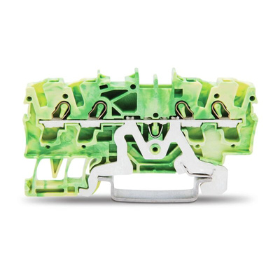Wago TOPJOB S, 2002 Series Green/Yellow Earth Terminal Block, 2.5mm², Single-Level, Push-In Cage Clamp Termination,