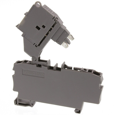 Wago 2002 Series Grey Fuse Terminal Block, 2.5mm², 1-Level, Push-In Cage Clamp Termination, Fused, ATEX