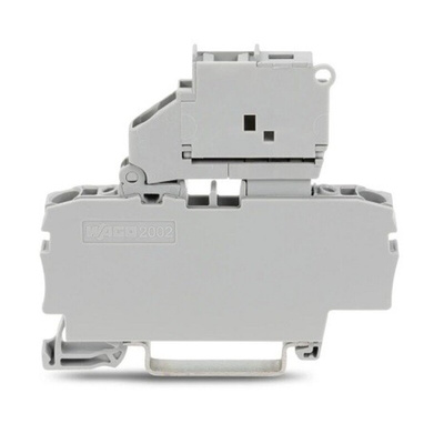 Wago 2002 Series Grey Fuse Terminal Block, 2.5mm², 1-Level, Push-In Cage Clamp Termination, Fused, ATEX
