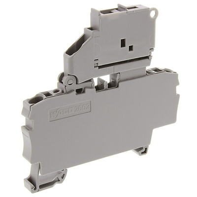 Wago 2002 Series Grey Fuse Terminal Block, 2.5mm², 1-Level, Push-In Cage Clamp Termination, Fused, ATEX