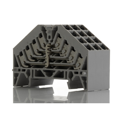 Weidmuller P Series Grey DIN Rail Terminal Block, 1.5mm², Quadruple-Level, Push In Termination