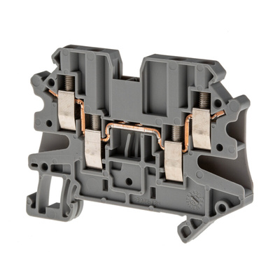 Phoenix Contact UT 2.5-QUATTRO Series Grey DIN Rail Terminal Block, Single-Level, Screw Termination