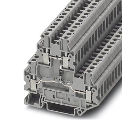 Phoenix Contact UTTB 2.5-DIO/U-O Series Grey DIN Rail Terminal Block, Double-Level, Screw Termination