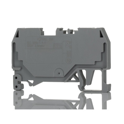 Wago 280 Series Grey Feed Through Terminal Block, 2.5mm², 1-Level, Cage Clamp Termination