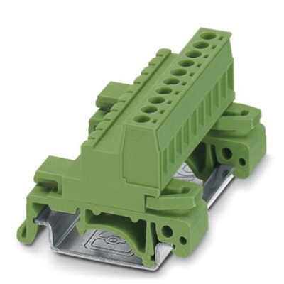 Phoenix Contact UMSTBHK 2.5/10-G Series Green DIN Rail Terminal Block, 0.2 → 2.5mm², Single-Level, Screw