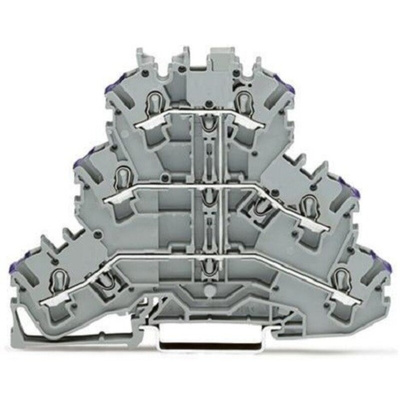Wago TOPJOB S, 2002 Series Grey Feed Through Terminal Block, 2.5mm², Triple-Level, Push-In Cage Clamp Termination,
