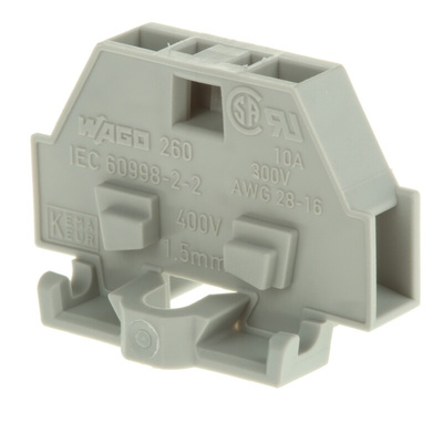 Wago 260 Series Grey Modular Terminal Block, 1.5mm², Single-Level, Cage Clamp Termination