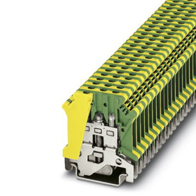 Phoenix Contact USLKG 4 Series Green, Yellow Modular Terminal Block, 4mm², Single-Level, Screw Termination