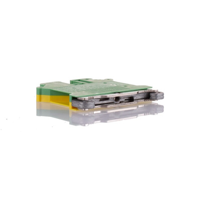 Phoenix Contact USLKG 5-1 Series Green, Yellow Feed Through Terminal Block, 0.2 → 6mm², Single-Level, Screw