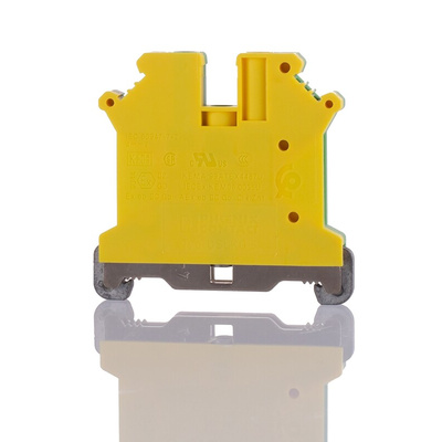 Phoenix Contact USLKG 5-1 Series Green, Yellow Feed Through Terminal Block, 0.2 → 6mm², Single-Level, Screw