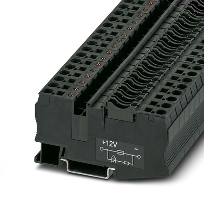 Phoenix Contact ST Series Black Fused DIN Rail Terminal, 4mm², 1-Level, Spring Clamp Termination, Fused