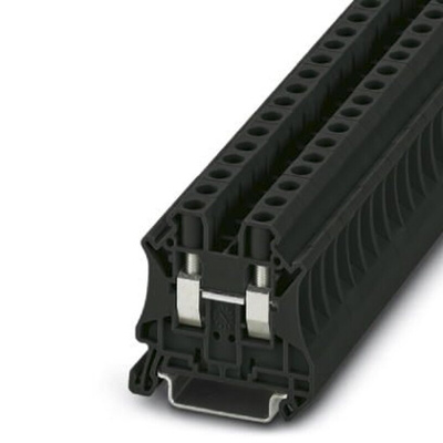 Phoenix Contact UT 6 BK Series Black DIN Rail Terminal Block, 6mm², Single-Level, Screw Termination