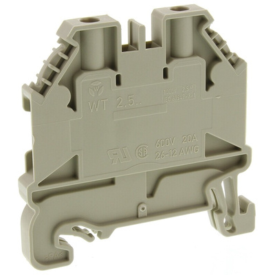 Wieland WT 2.5 Series Grey Feed Through Terminal Block, 2.5mm², Single-Level, Screw Termination, ATEX