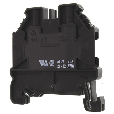 Wieland WT 2.5 Series Black Feed Through Terminal Block, 2.5mm², Single-Level, Screw Termination, ATEX