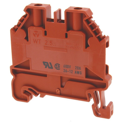 Wieland WT 2.5 Series Red Feed Through Terminal Block, 2.5mm², Single-Level, Screw Termination, ATEX