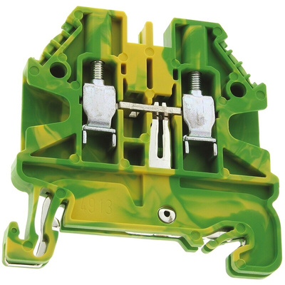 Wieland WT 2.5 PE Series Green, Yellow Earth Terminal Block, 2.5mm², Single-Level, Screw Termination, ATEX