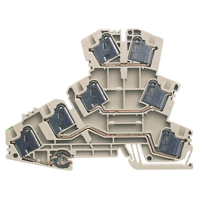 Weidmüller P Series Dark Beige DIN Rail Terminal Block, 0.5 → 6mm², Triple-Level, Push In Termination