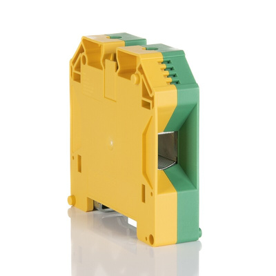 Weidmuller W Series Green, Yellow DIN Rail Terminal Block, 50mm², Single-Level, Screw Termination