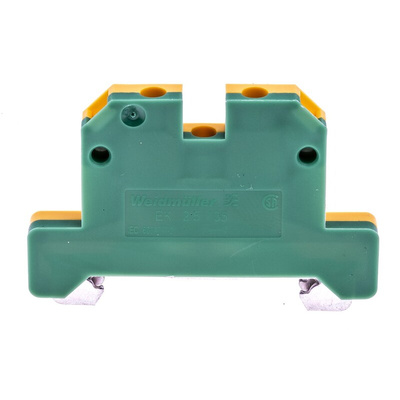 Weidmuller SAK Series Green, Yellow PE Terminal, 2.5mm², Single-Level, Screw Termination