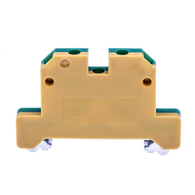 Weidmuller SAK Series Green, Yellow PE Terminal, 2.5mm², Single-Level, Screw Termination