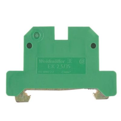 Weidmuller SAK Series Green, Yellow PE Terminal, 2.5mm², Single-Level, Screw Termination