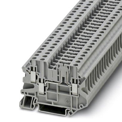 Phoenix Contact UT 4-TWIN-TG Series Grey Feed Through Terminal Block, 1-Level, Screw Termination