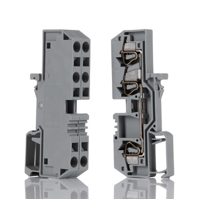 Wago 282 Series Grey Feed Through Terminal Block, 6mm², Single-Level, Cage Clamp Termination