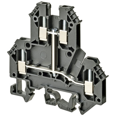 Omron XW5T Series Black DIN Rail Terminal Block, 2.5mm², Double-Level, Screw Termination