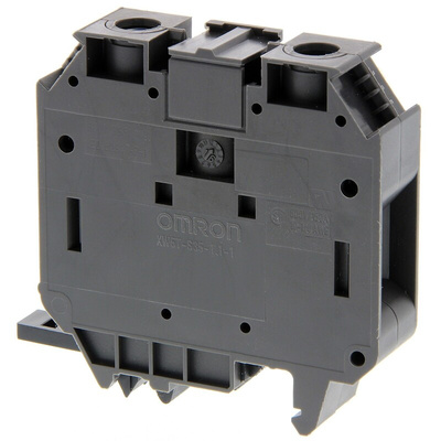 Omron XW5T Series Grey DIN Rail Terminal Block, 35mm², Single-Level, Screw Termination