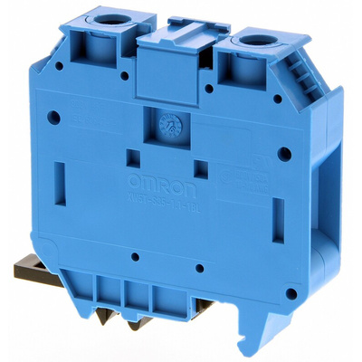 Omron XW5T Series Blue DIN Rail Terminal Block, 35mm², Single-Level, Screw Termination