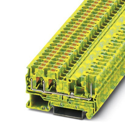 Phoenix Contact PT 4-TWIN/1P-PE Series Earth Terminal Block, Push In Termination