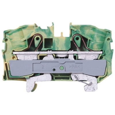 Wago TOPJOB S, 2016 Series Green/Yellow Earth Terminal Block, 16mm², Single-Level, Push-In Cage Clamp Termination,