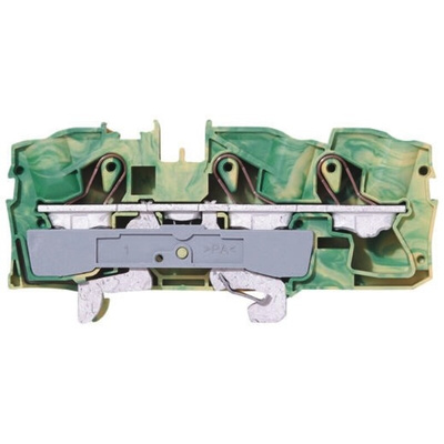 Wago TOPJOB S, 2016 Series Green/Yellow Earth Terminal Block, 16mm², Single-Level, Push-In Cage Clamp Termination,