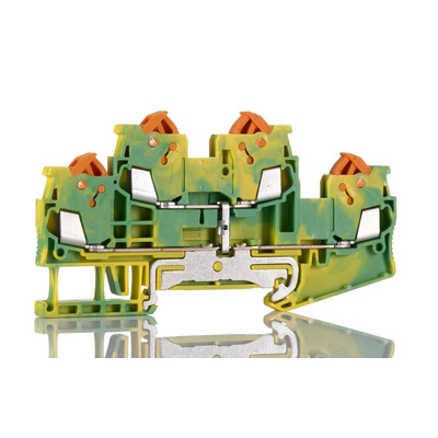 Phoenix Contact QTTCB 1.5-PE Series Green/Yellow Double Level Terminal Block, 0.25 → 1.5mm², Double-Level, Quick
