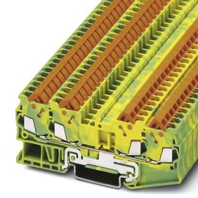 Phoenix Contact QTC 1.5-QUATTRO-PE Series Green/Yellow Earth Terminal Block, 0.25 → 1.5mm², Single-Level, Quick