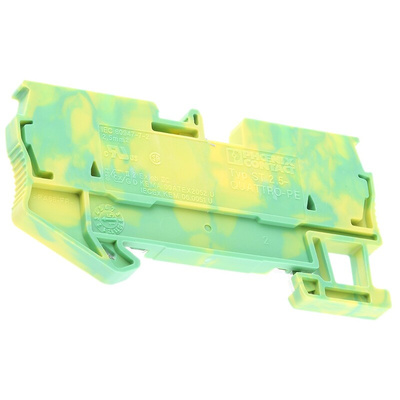 Phoenix Contact ST 2.5-QUATTRO-PE Series Green/Yellow Earth Terminal Block, 2.5mm², Single-Level, Spring Cage