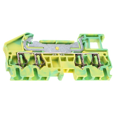 Phoenix Contact ST 2.5-QUATTRO-PE Series Green/Yellow Earth Terminal Block, 2.5mm², Single-Level, Spring Cage