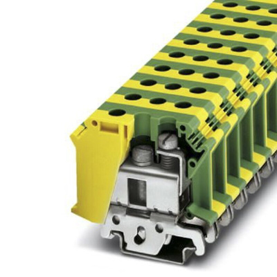 Phoenix Contact UISLKG 35 Series Green/Yellow Earth Terminal Block, 0.75 → 35mm², Single-Level, Screw Termination